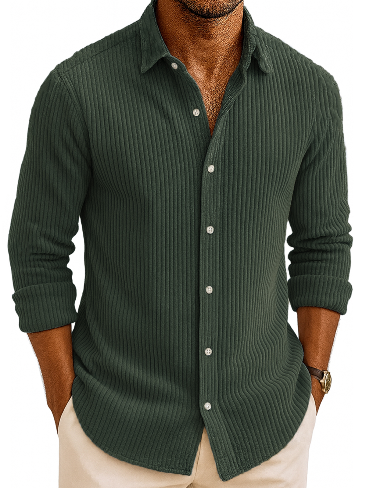Men's Corduroy Casual Long-sleeved Shirt