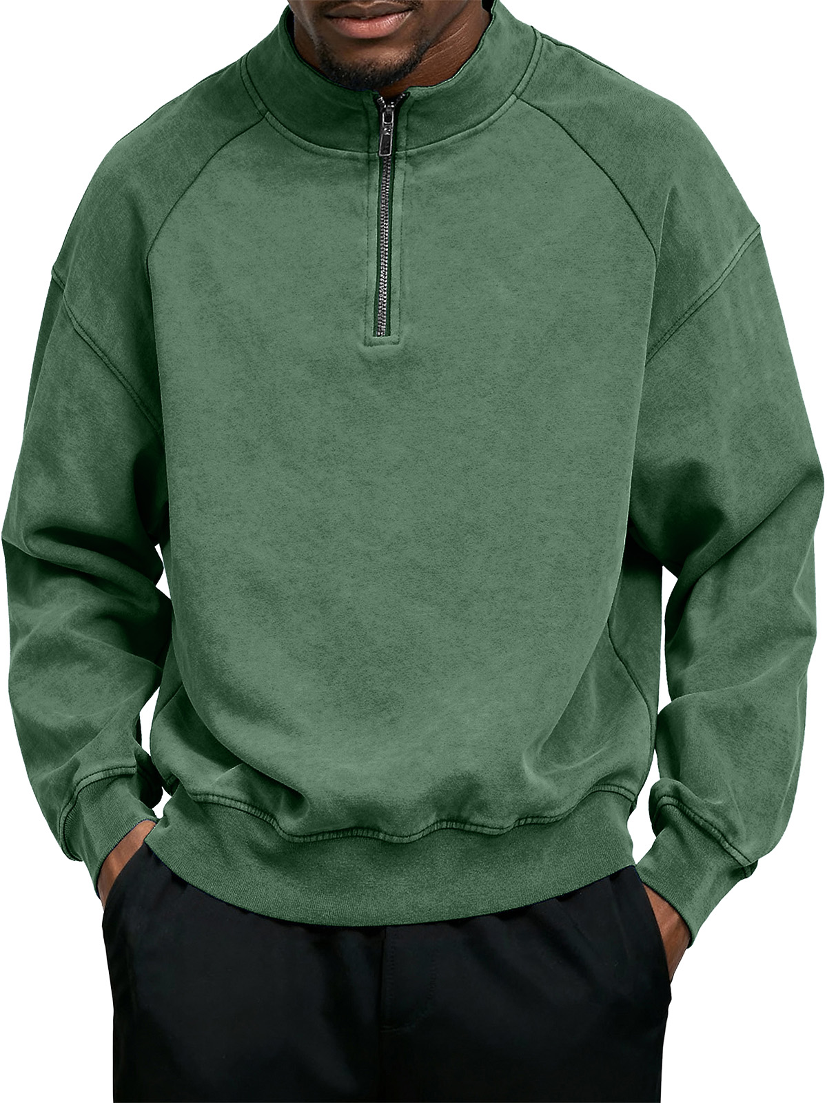 Men's Casual Simple Stand Collar Zipper Sweatshirt