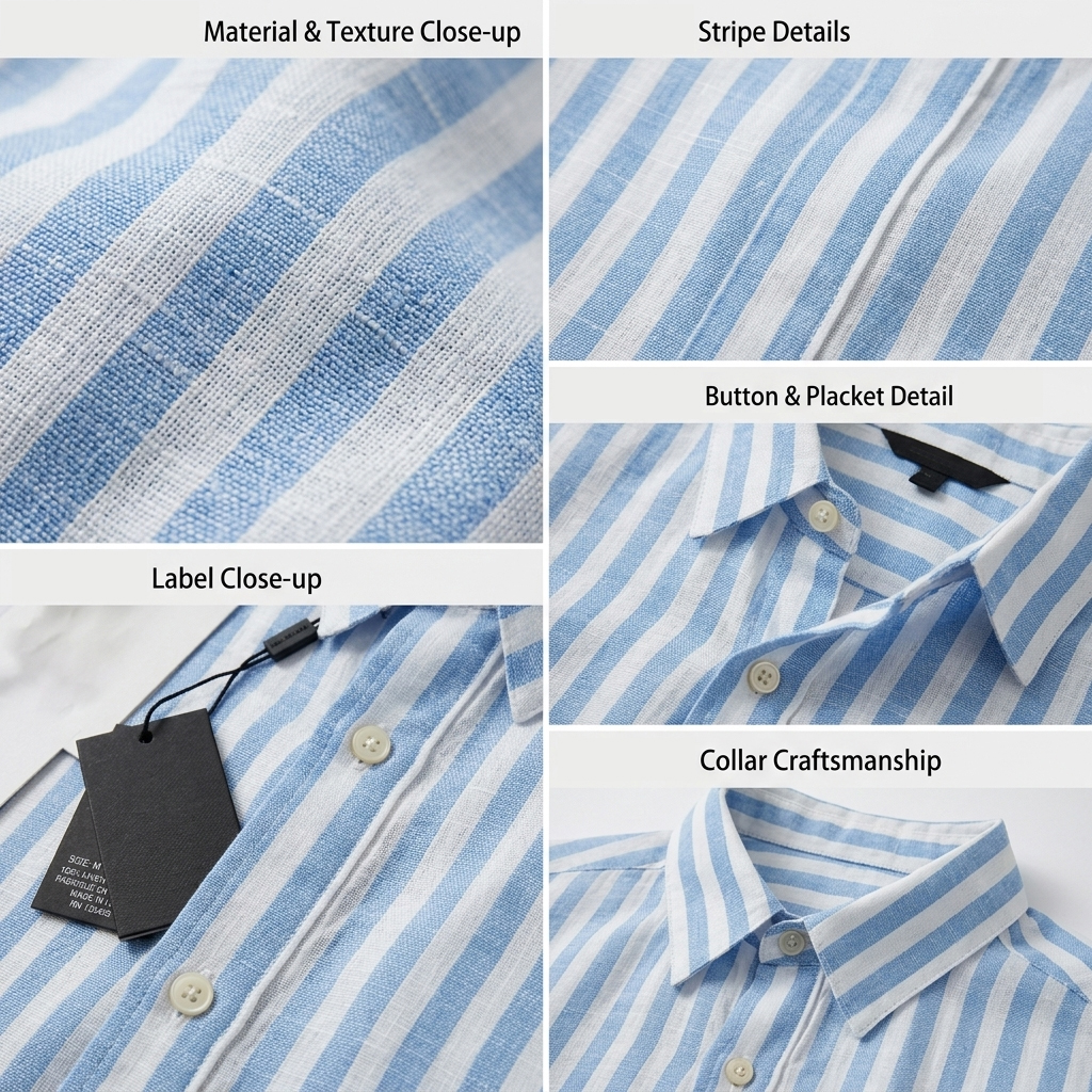 Men's Casual Cotton-Linen Striped Shirt