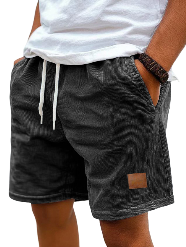 Men's Corduroy Embroidered Logo Loose-fitting Vacation Shorts