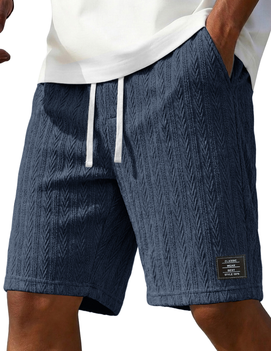 Wheat-Stripe Jacquard Casual Shorts