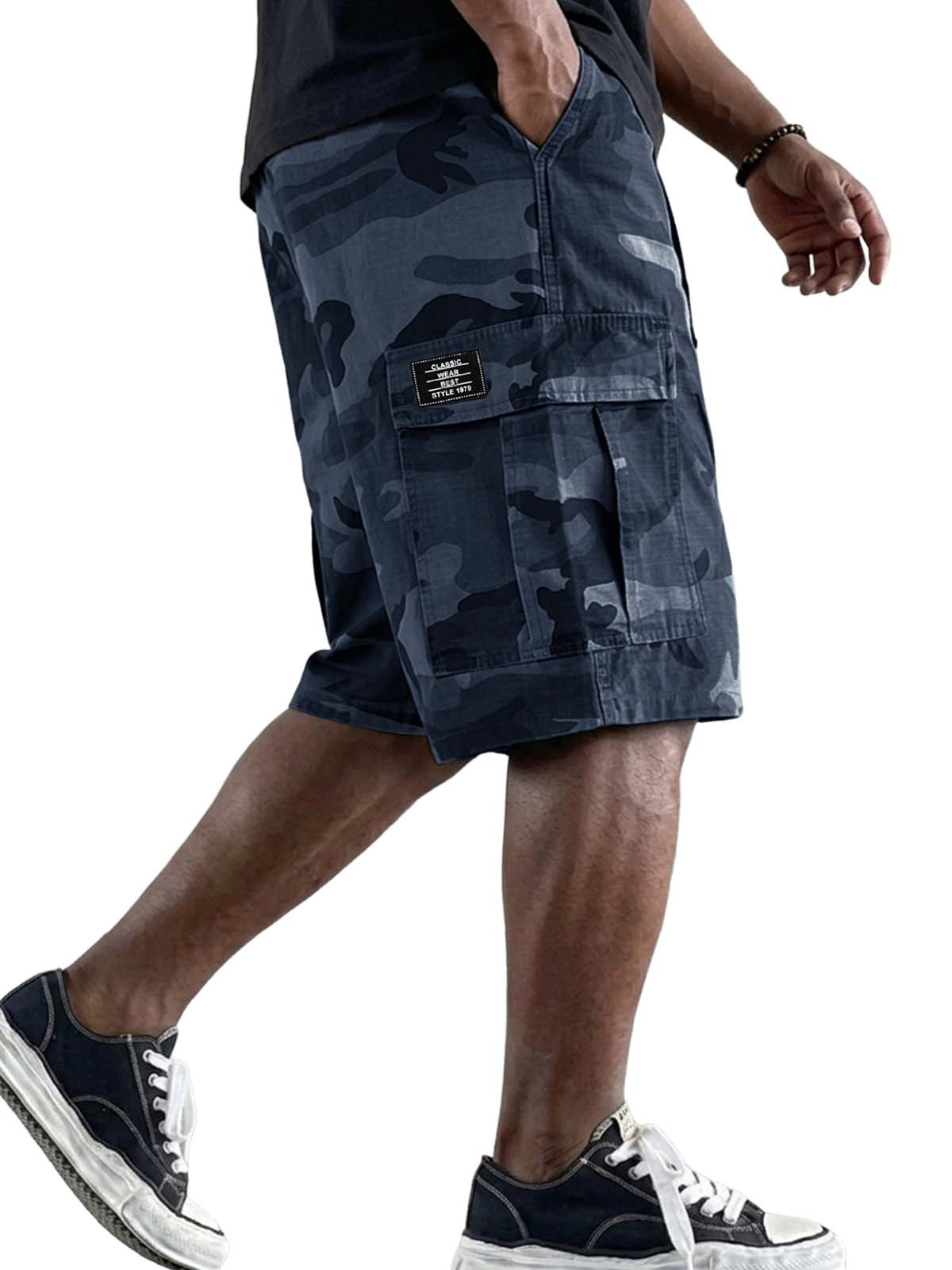 Retro Camouflage Cargo Basic Shorts with Multiple Pockets