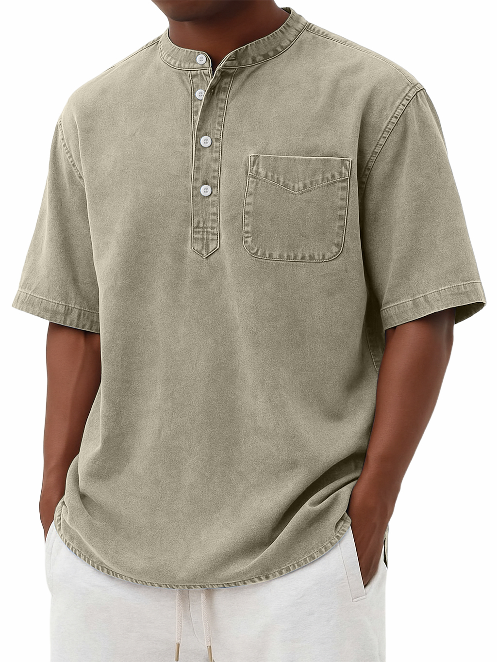 Men's Stylish Washed And Distressed Retro Casual Pocket Short-sleeved Shirt