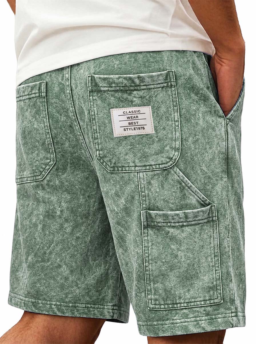 Men's Washed Distressed Workwear Basic Shorts