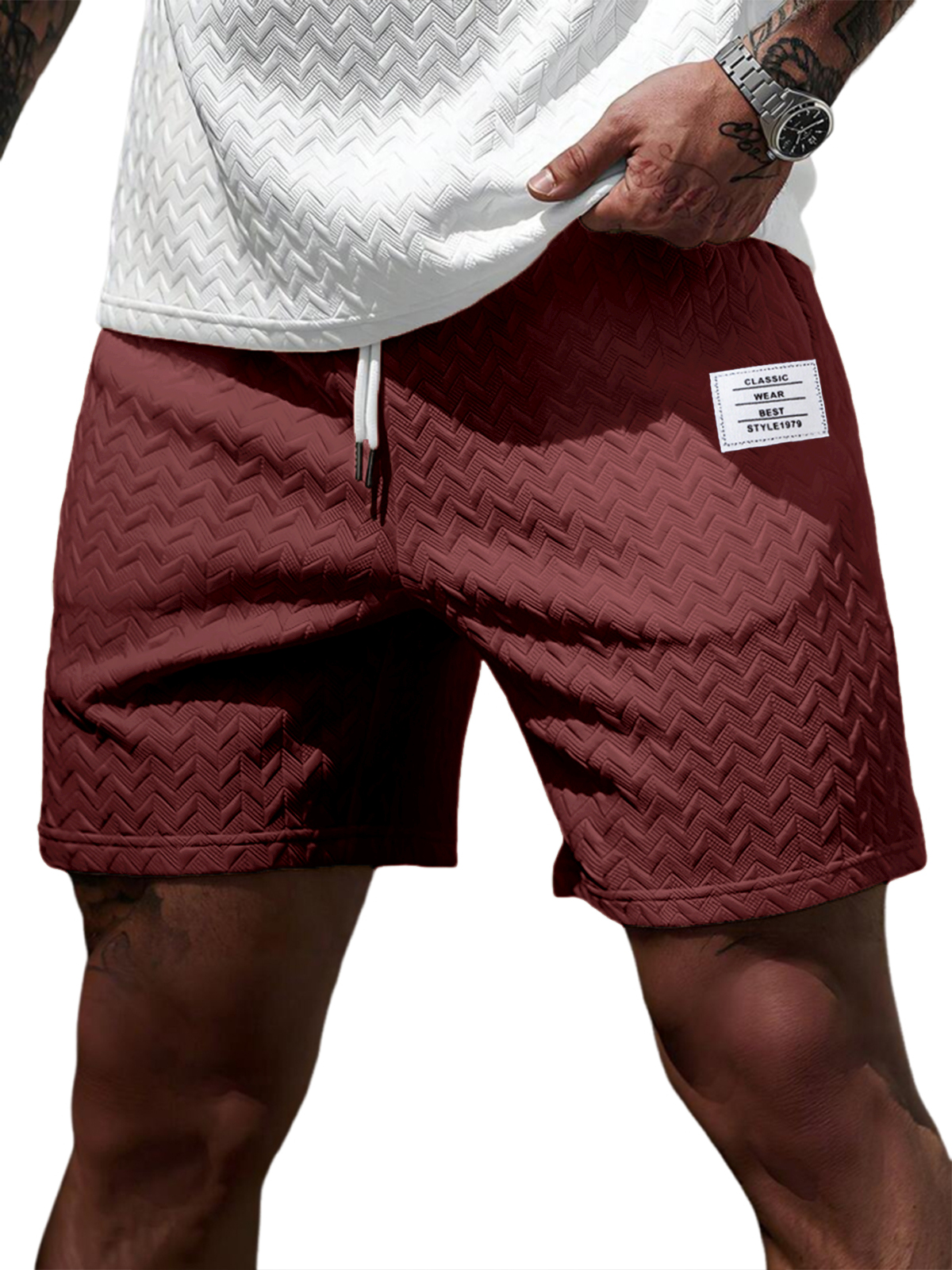 Soft Jacquard Weave Athletic Gym Shorts for Men