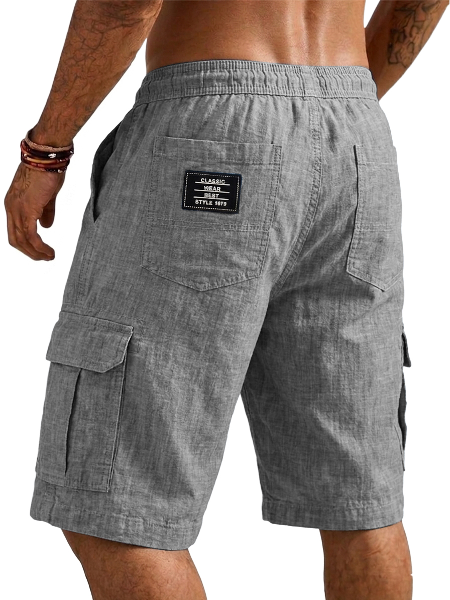 Cotton Linen Utility Casual Shorts