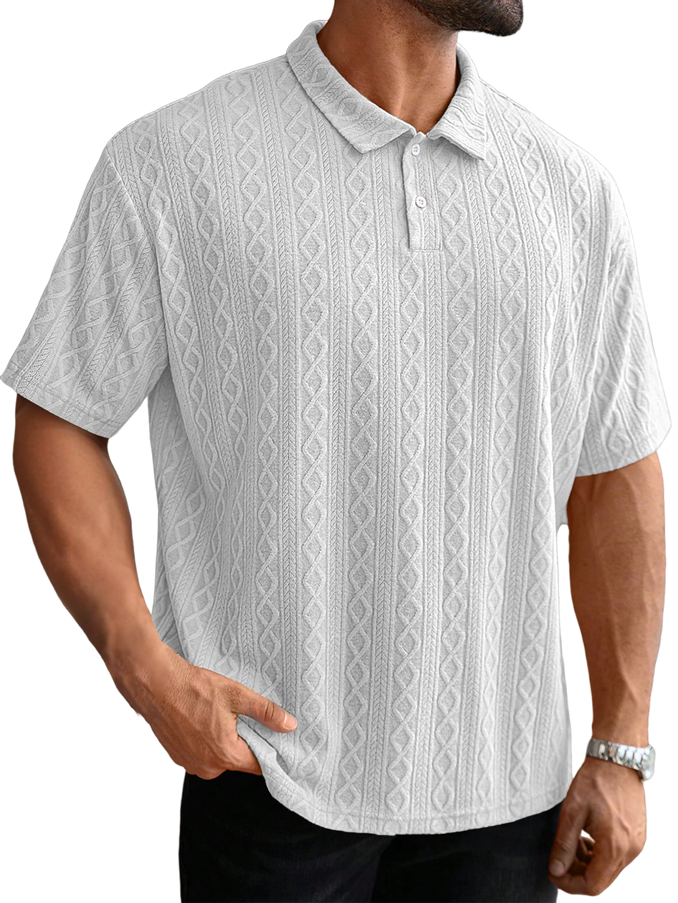 Men's Retro Casual Jacquard Texture Daily Wear Polo Shirt