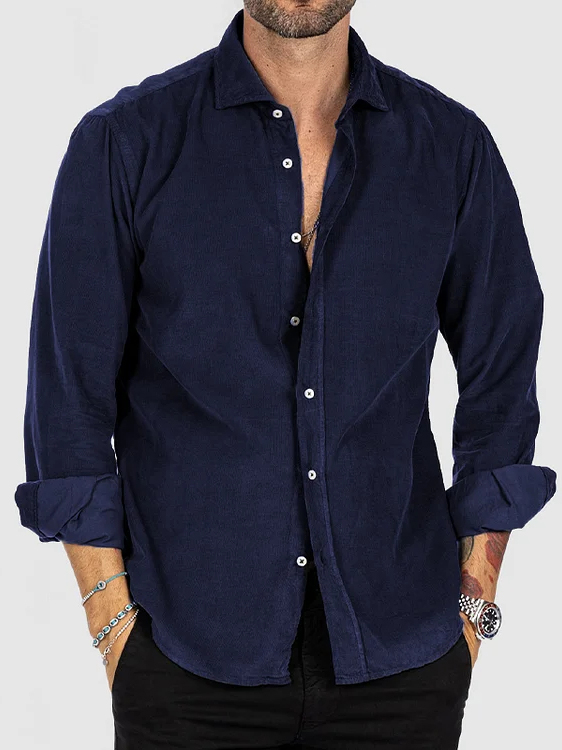 Men's Classic Casual Cotton And Linen Long-sleeved Shirt