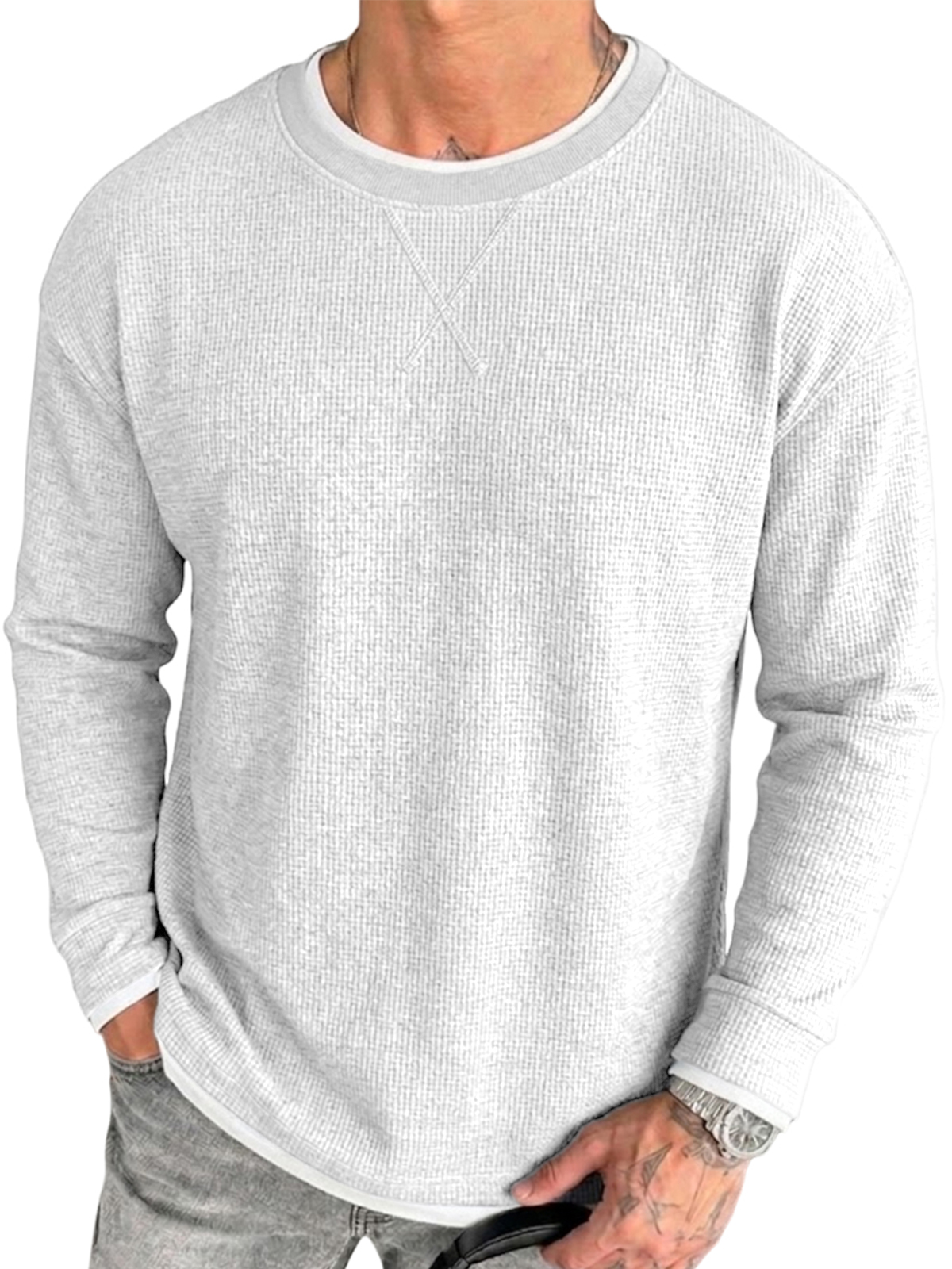 Men's Retro Casual Breathable Textured Loose Pullover T-Shirt