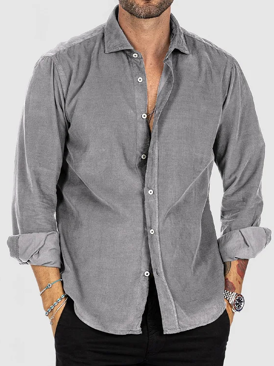 Men's Classic Casual Cotton And Linen Long-sleeved Shirt