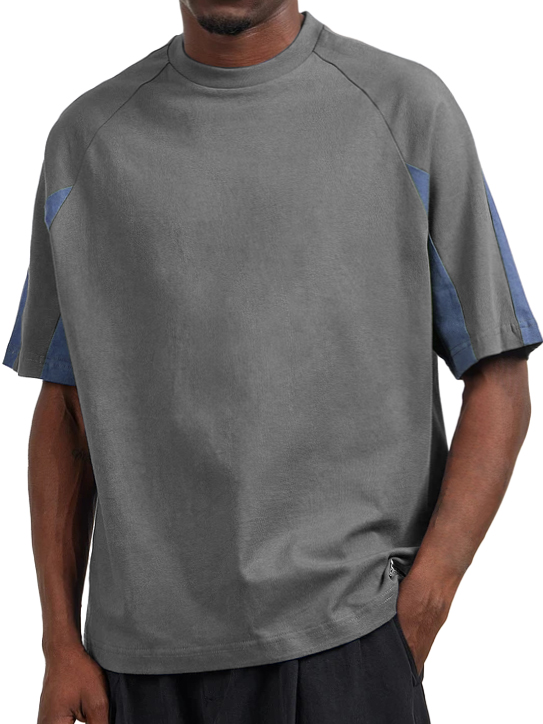 Men's Designer Color-Blocked Crew Neck Short-Sleeved T-shirt