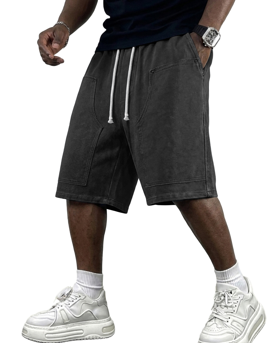 Men's Washed Patchwork Casual Cargo Shorts