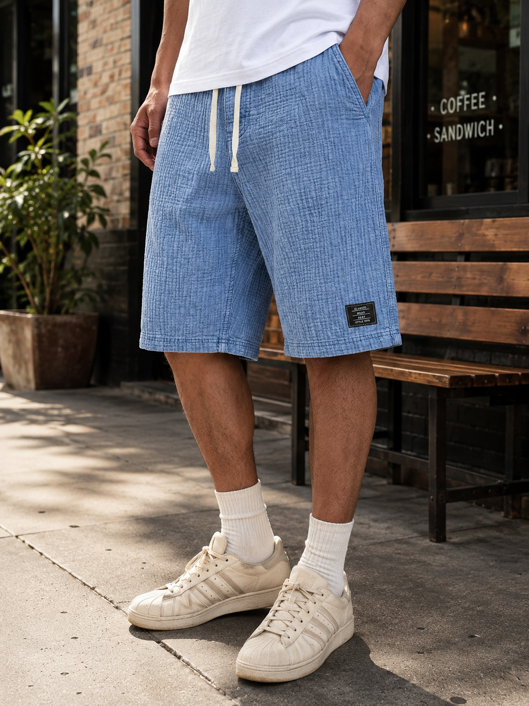 Men's Casual Loose Textured 100% Cotton Shorts