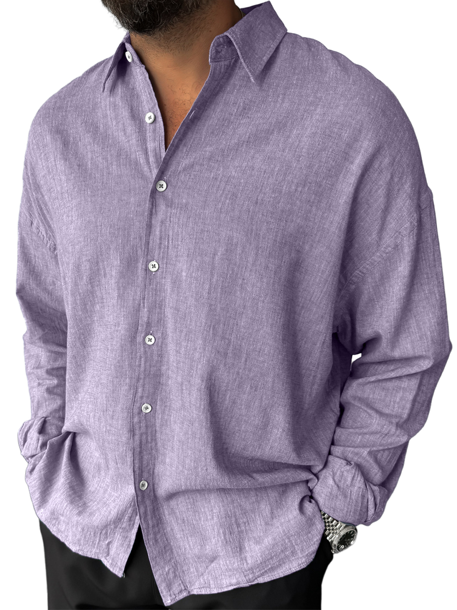 Men's Cotton And Linen Casual Comfortable Everyday Long Sleeved Shirt