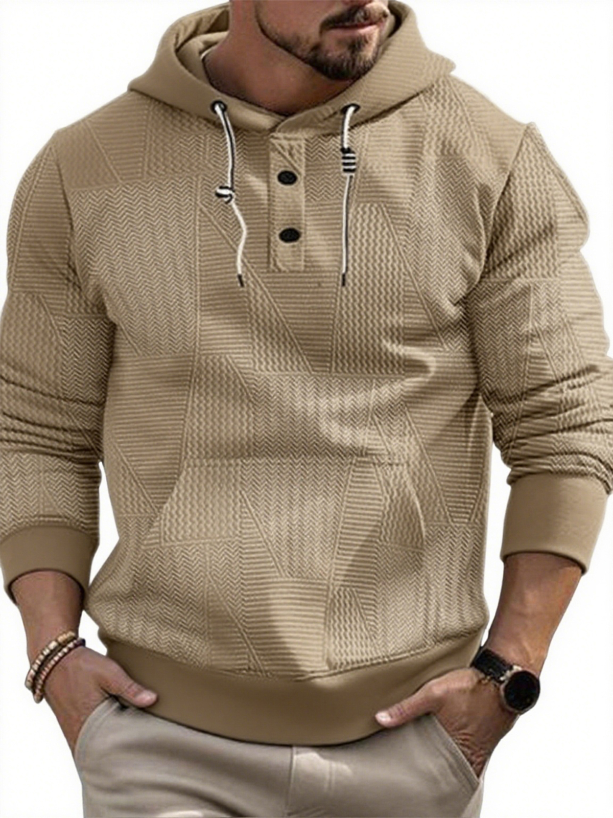 Men's Textured Hooded Sweatshirt