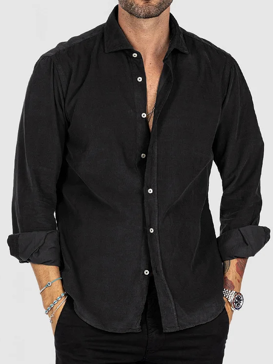 Men's Classic Casual Cotton And Linen Long-sleeved Shirt