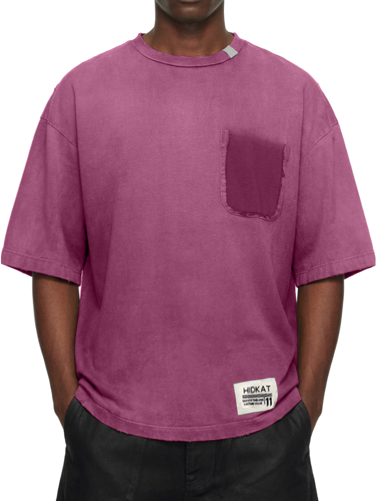 Men's Vintage Washed And Distressed Cotton Short Sleeved T-shirt