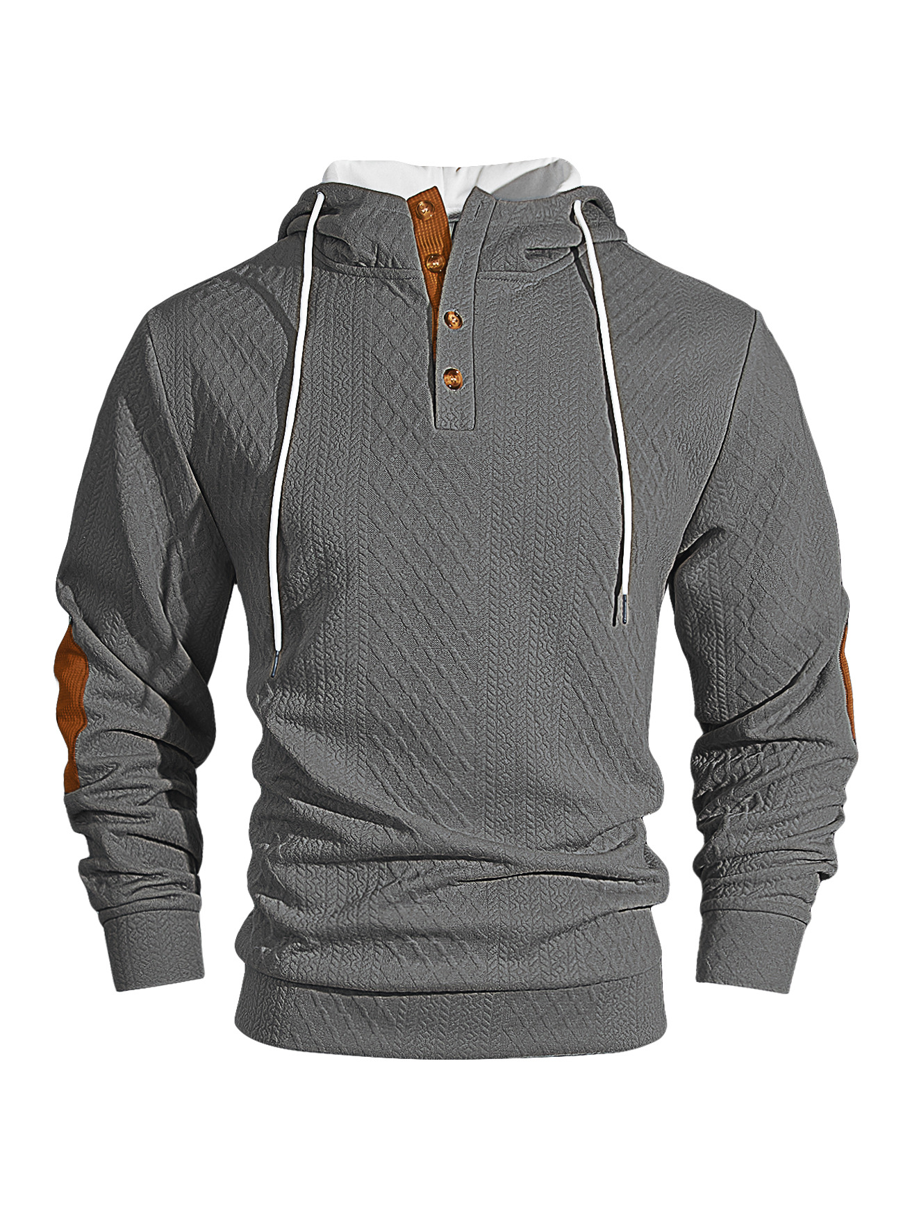 Men's Fashion Jacquard Textured High Neck Hooded Sweatshirt