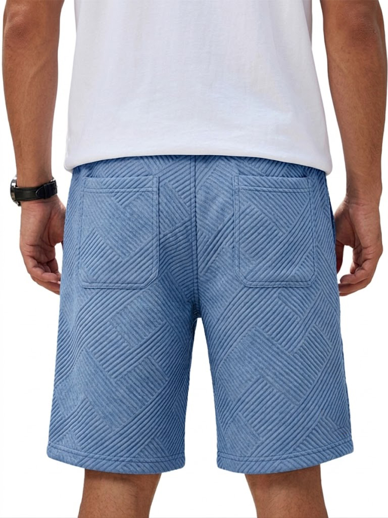 Textured Fabric Elastic-Waist Casual Shorts