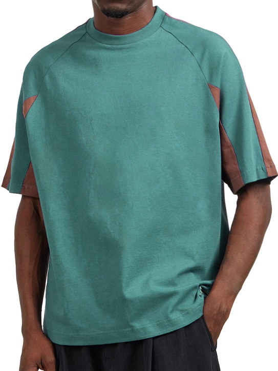 Men's Designer Color-Blocked Crew Neck Short-Sleeved T-shirt