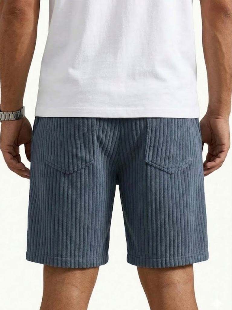 Men's Ribbed Fashion Shorts with Embroidered Design