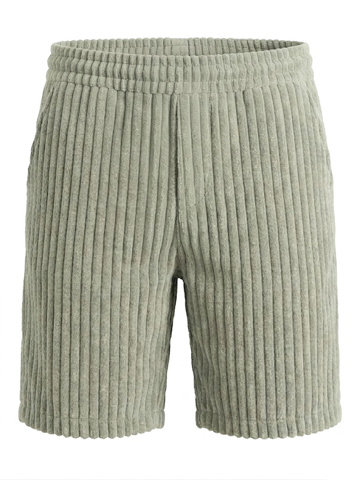 Men's Retro Solid Color Striped Casual Shorts with Embroidery