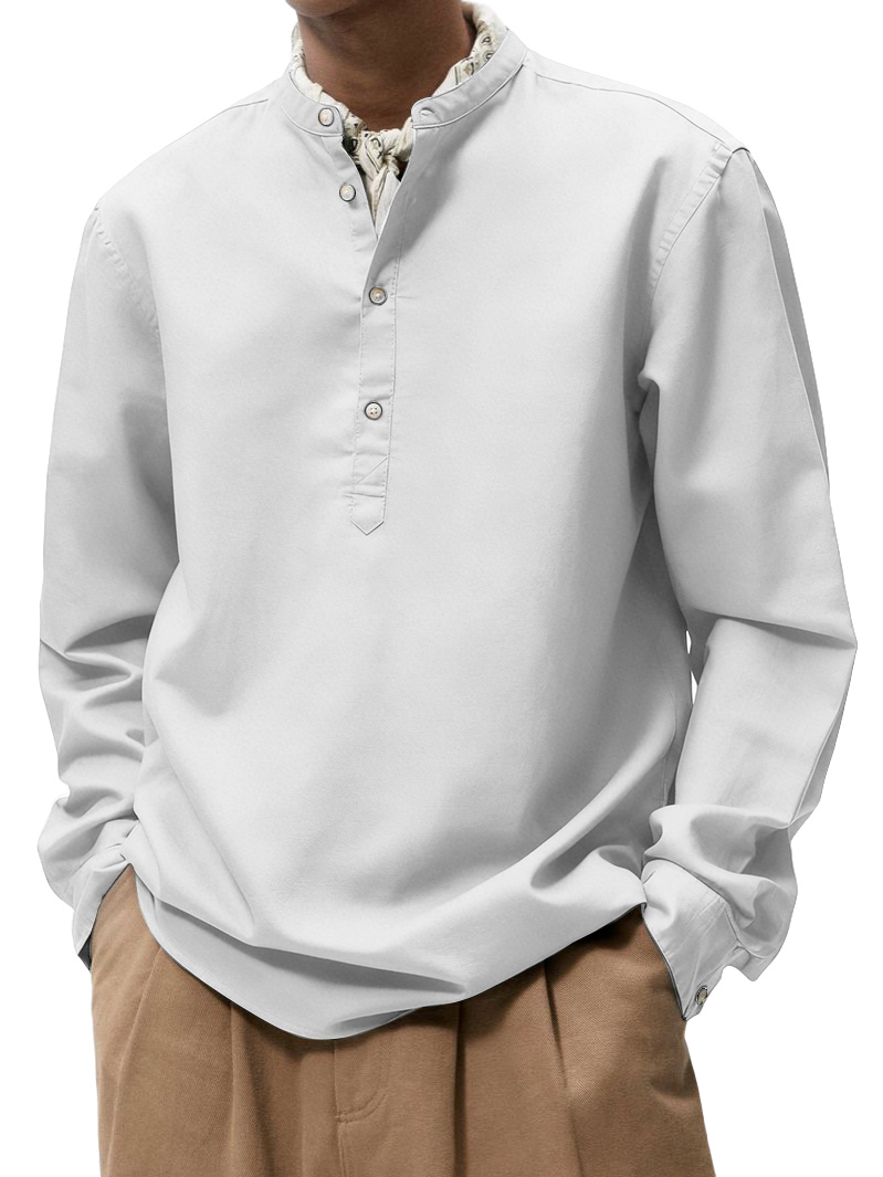 Men's Vintage Fashion Casual Stand Collar Long-Sleeve Shirt