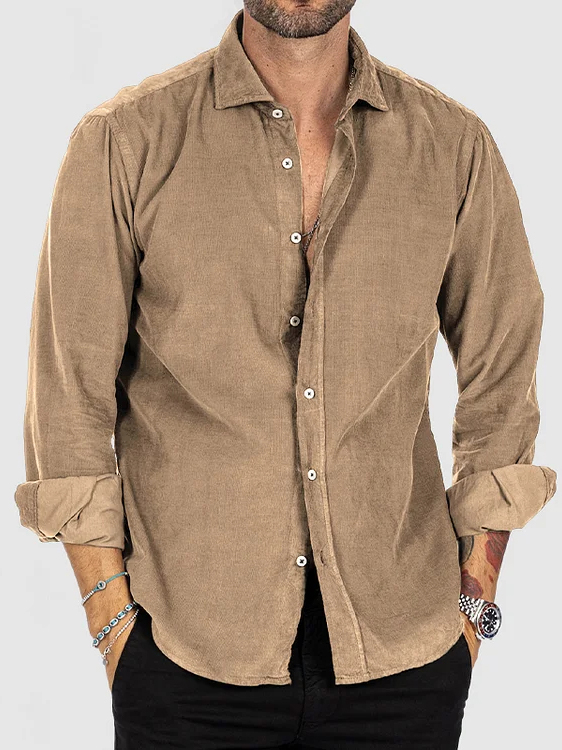 Men's Classic Casual Cotton And Linen Long-sleeved Shirt
