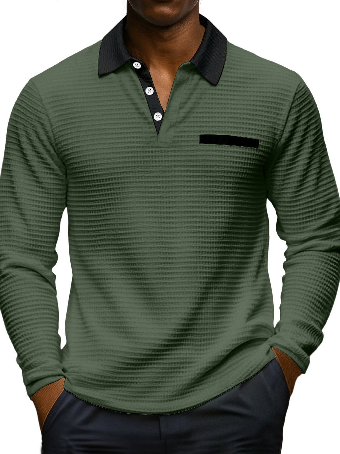 Waffle Color-block Polo Shirt