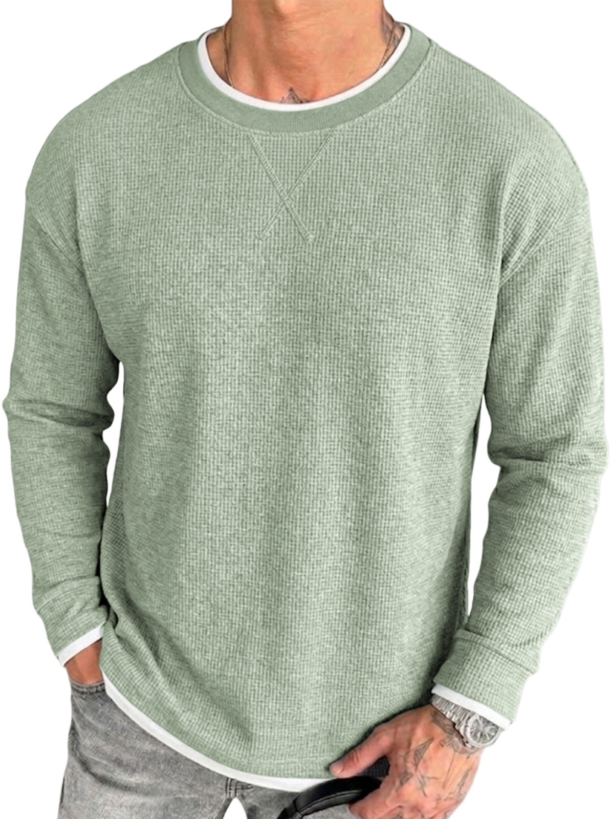 Men's Retro Casual Breathable Textured Loose Pullover T-Shirt