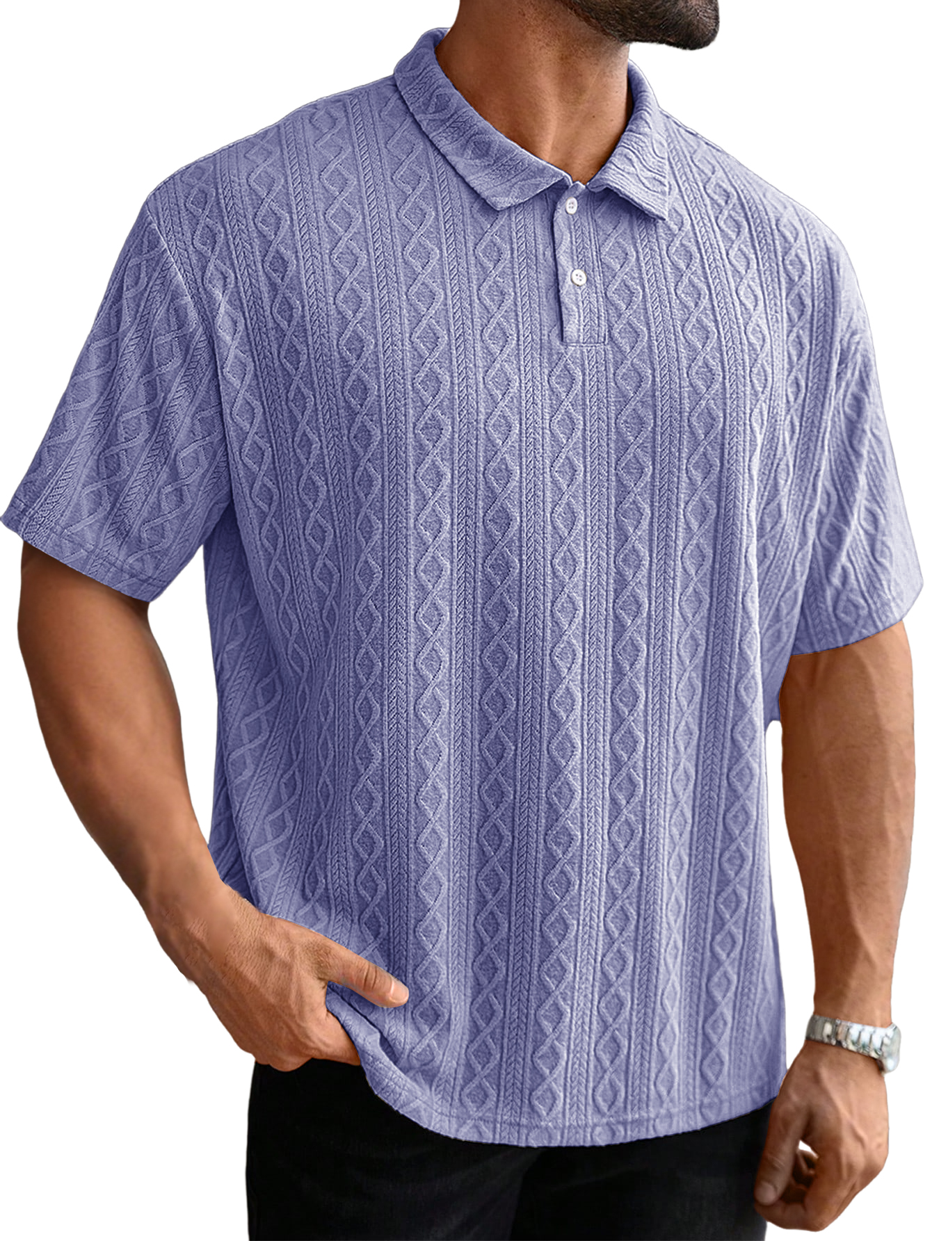 Men's Retro Casual Jacquard Texture Daily Wear Polo Shirt