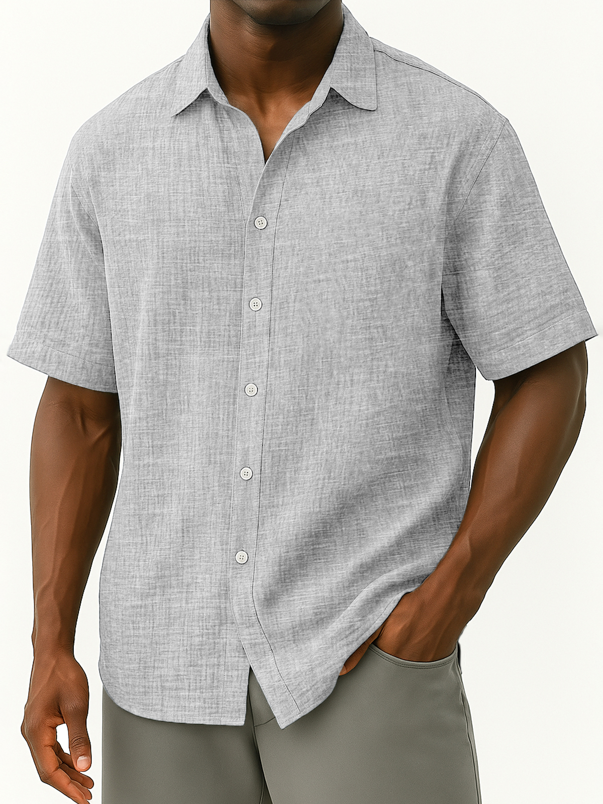 Men's Linen Breathable Loose Casual Daily Loose Button-down Short-sleeved Shirt