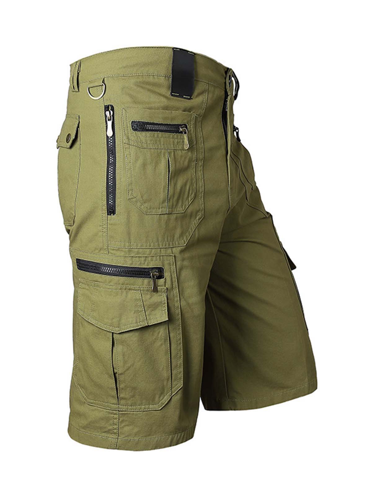 100% Cotton Multi-Pocket Cargo Shorts with Zipper Design