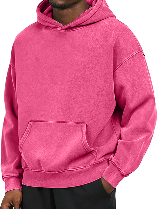 Men's 100% Cotton Washed And Distressed Vintage Casual Pocket Hooded Sweatshirt
