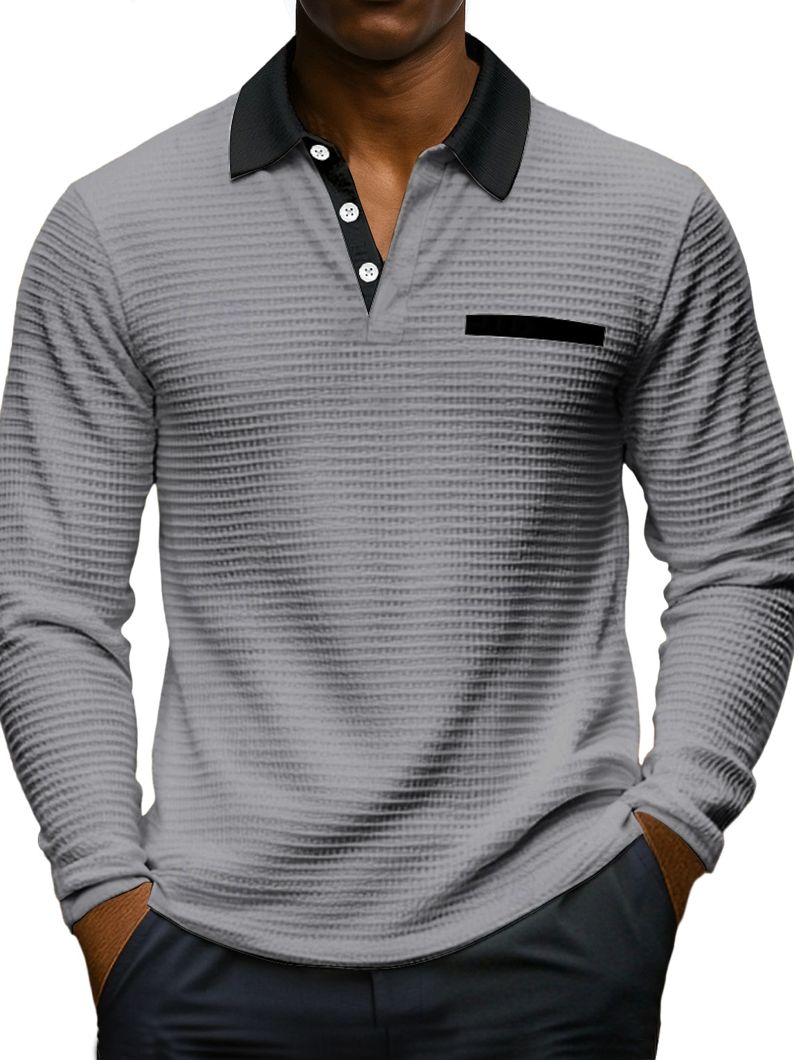 Waffle Color-block Polo Shirt
