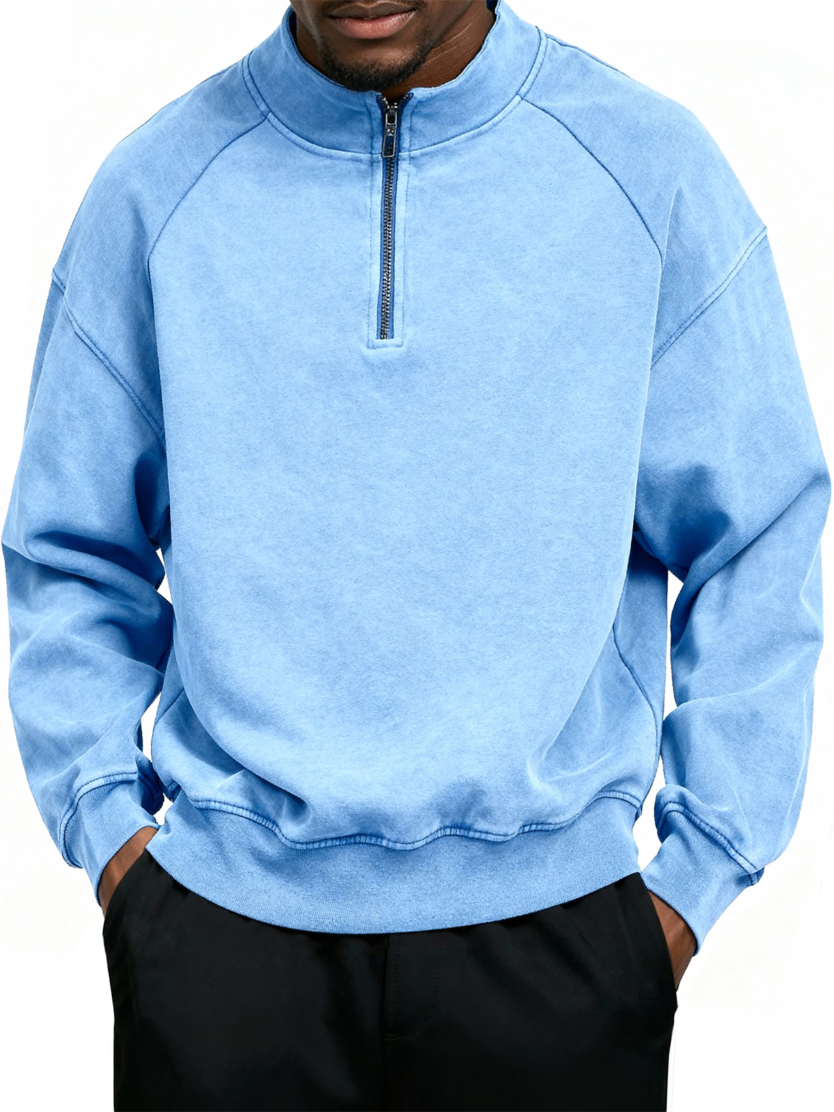 Men's Casual Simple Stand Collar Zipper Sweatshirt