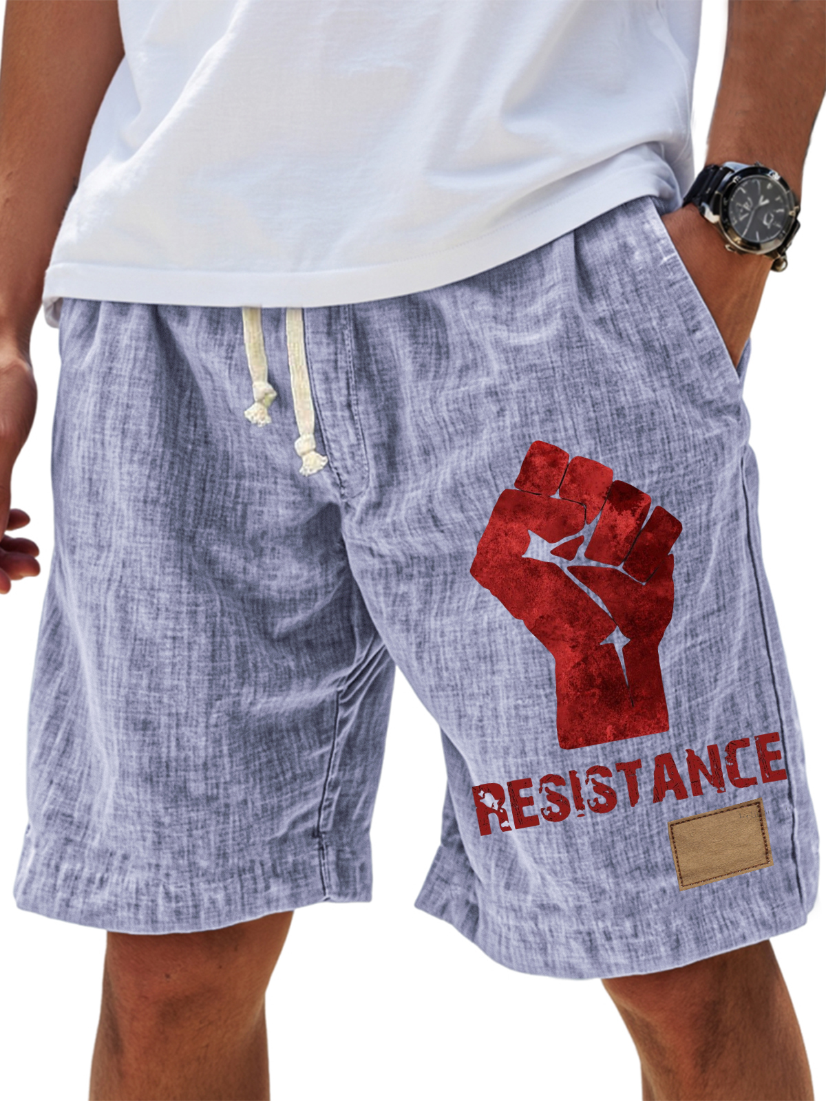 Men's RESISTANCE printed casual lace-up shorts