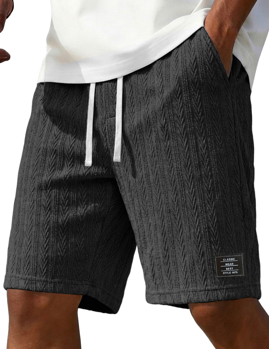 Wheat-Stripe Jacquard Casual Shorts