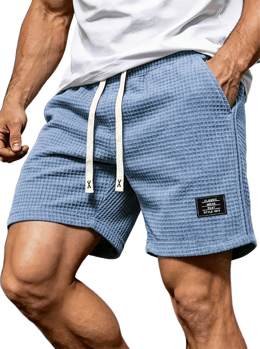 Retro Casual Waffle-Textured Shorts
