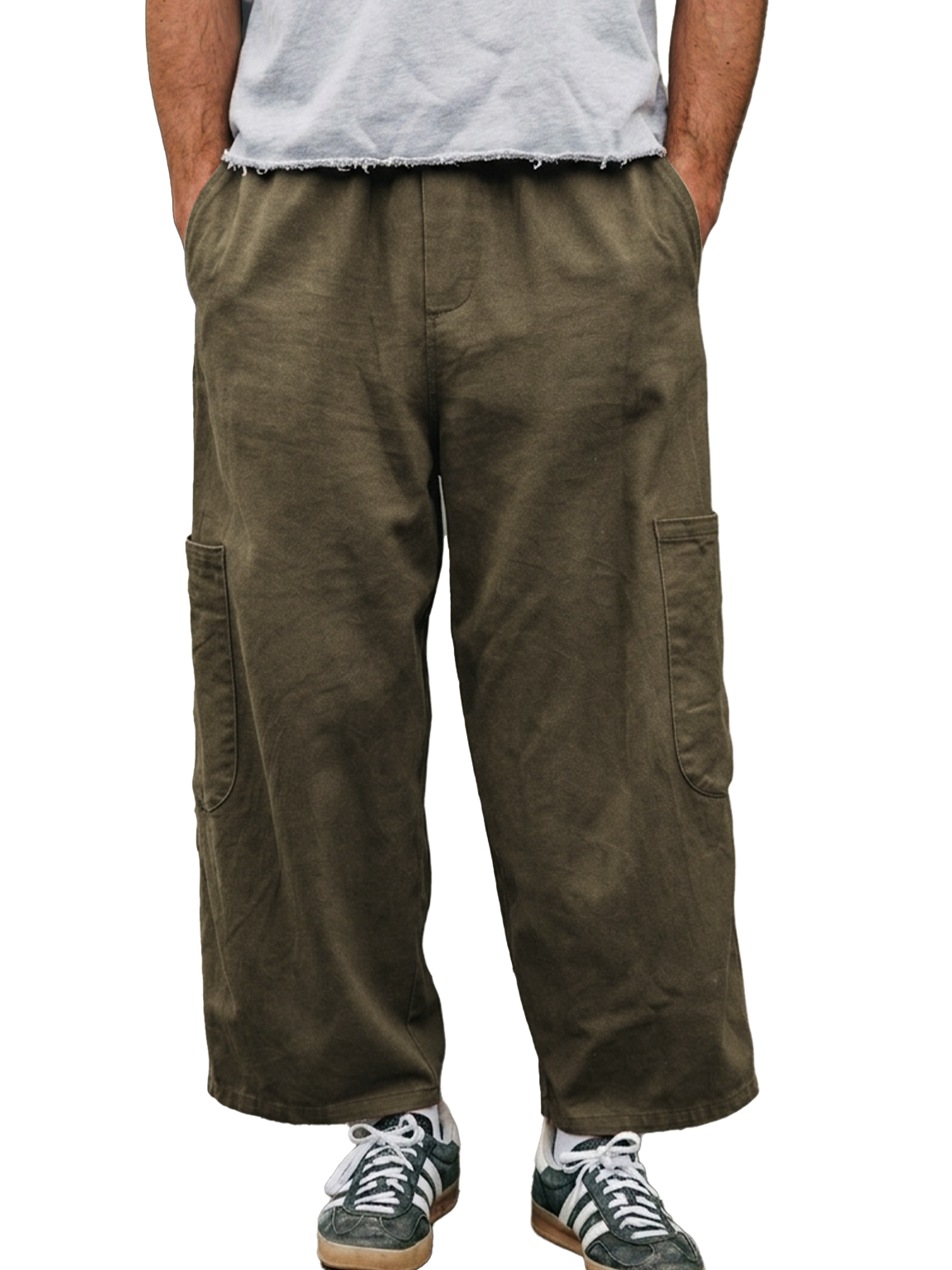 Men's Casual Breathable Cotton Linen Large Pocket Loose-fitting Comfortable Long Vacation Shorts