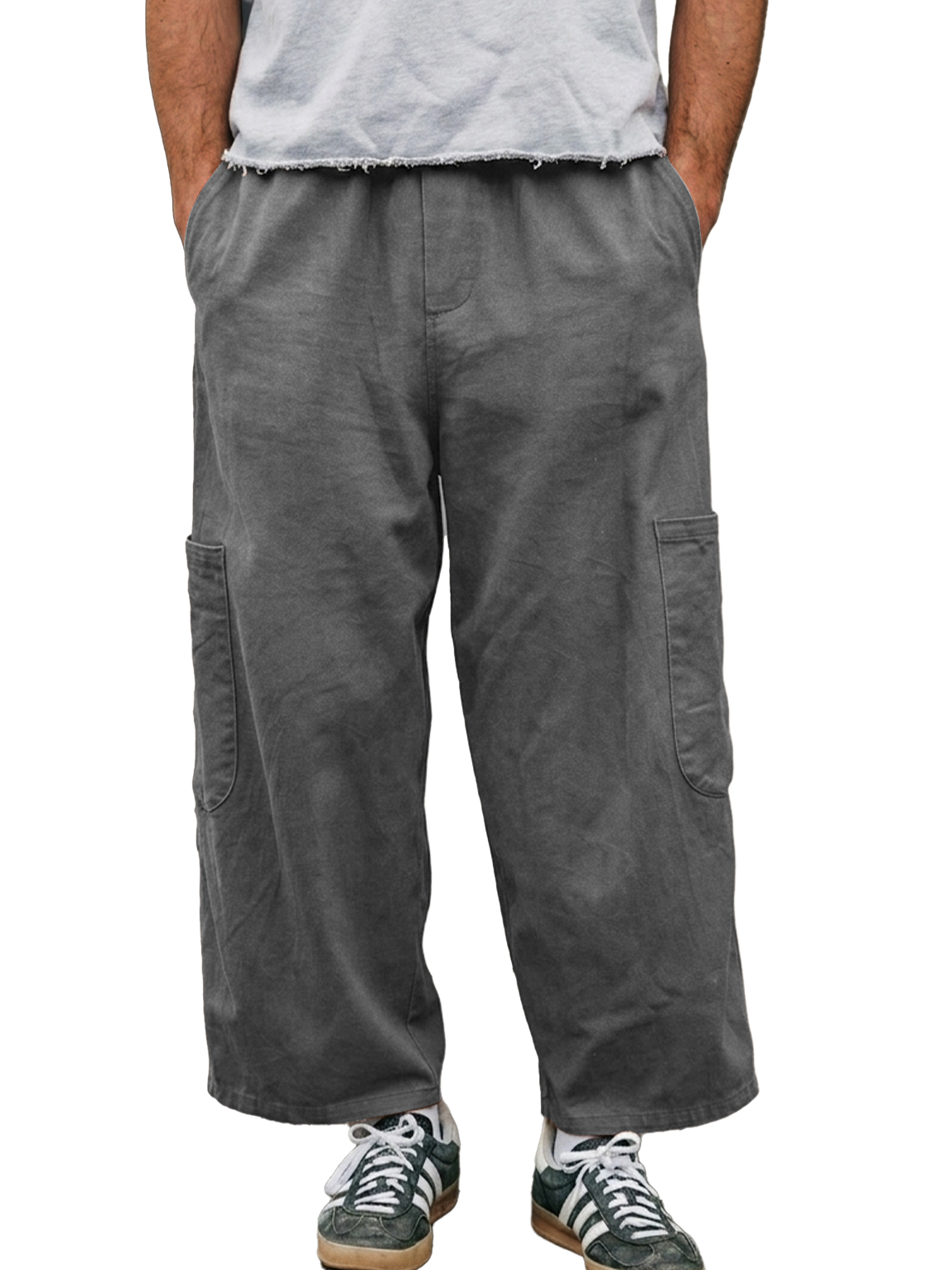Men's Casual Breathable Cotton Linen Large Pocket Loose-fitting Comfortable Long Vacation Shorts