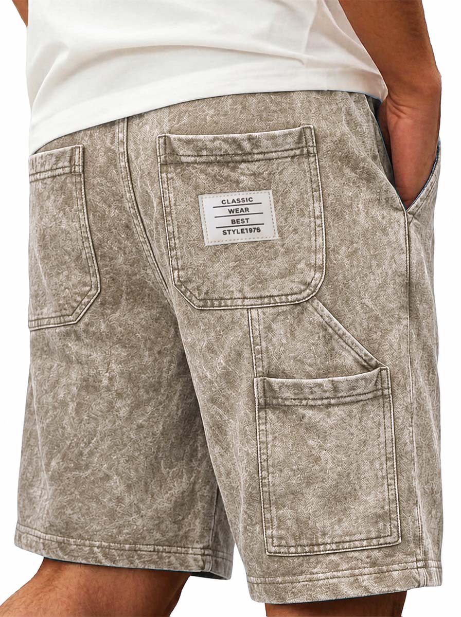 Men's Washed Distressed Workwear Basic Shorts