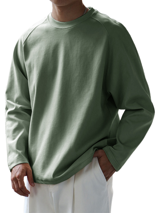 Men's Basic Casual Raglan Sleeve Everyday Versatile Long Sleeve T-Shirt