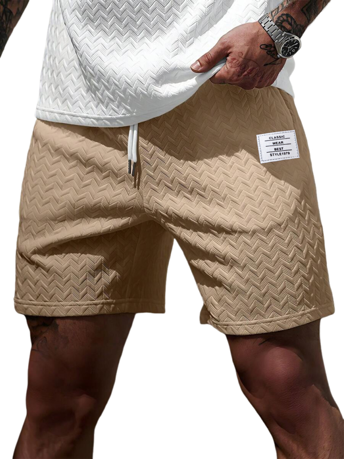 Soft Jacquard Weave Athletic Gym Shorts for Men