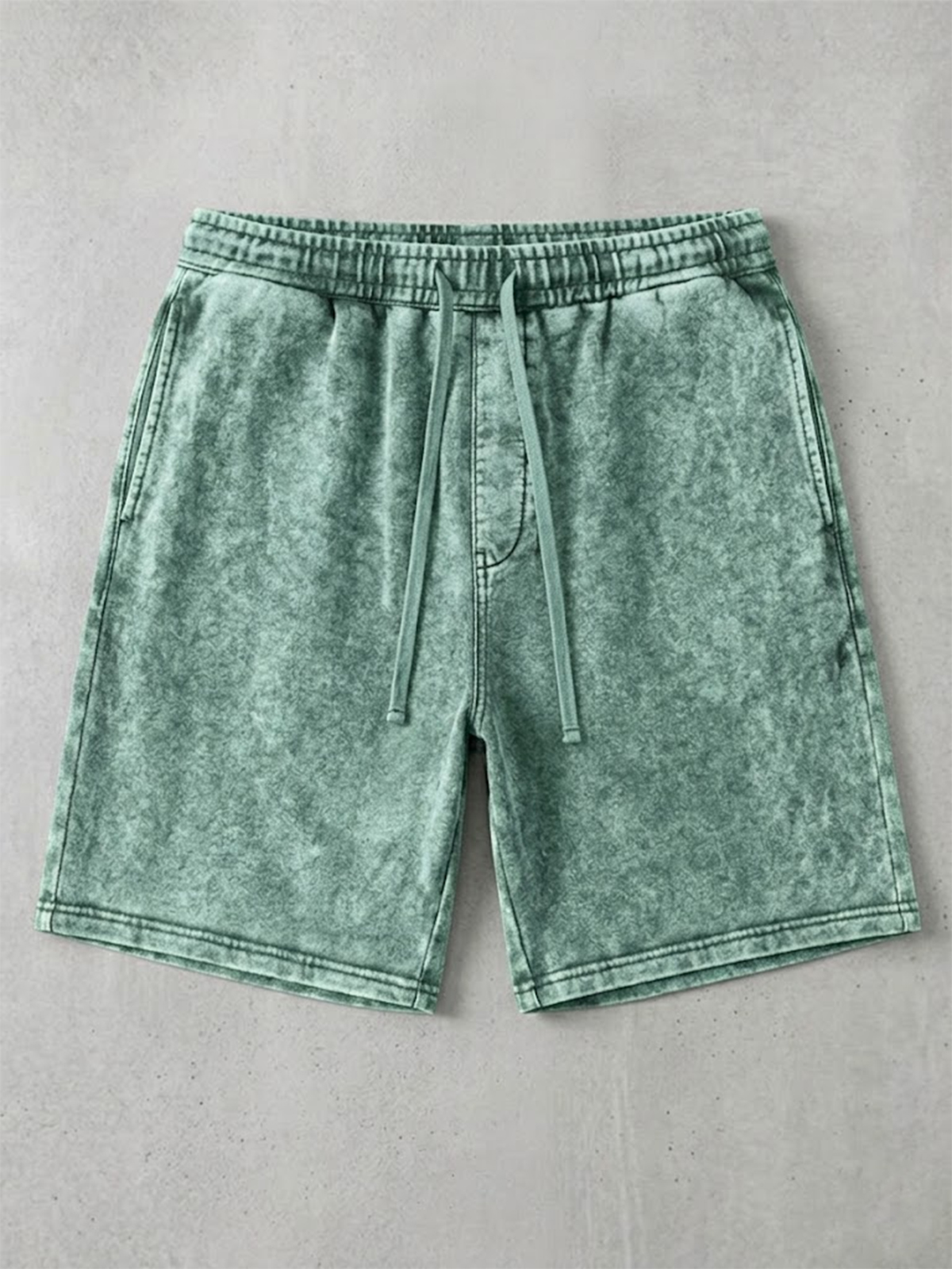 Men's Retro Simple Solid Color Casual Lace-up Elastic Shorts