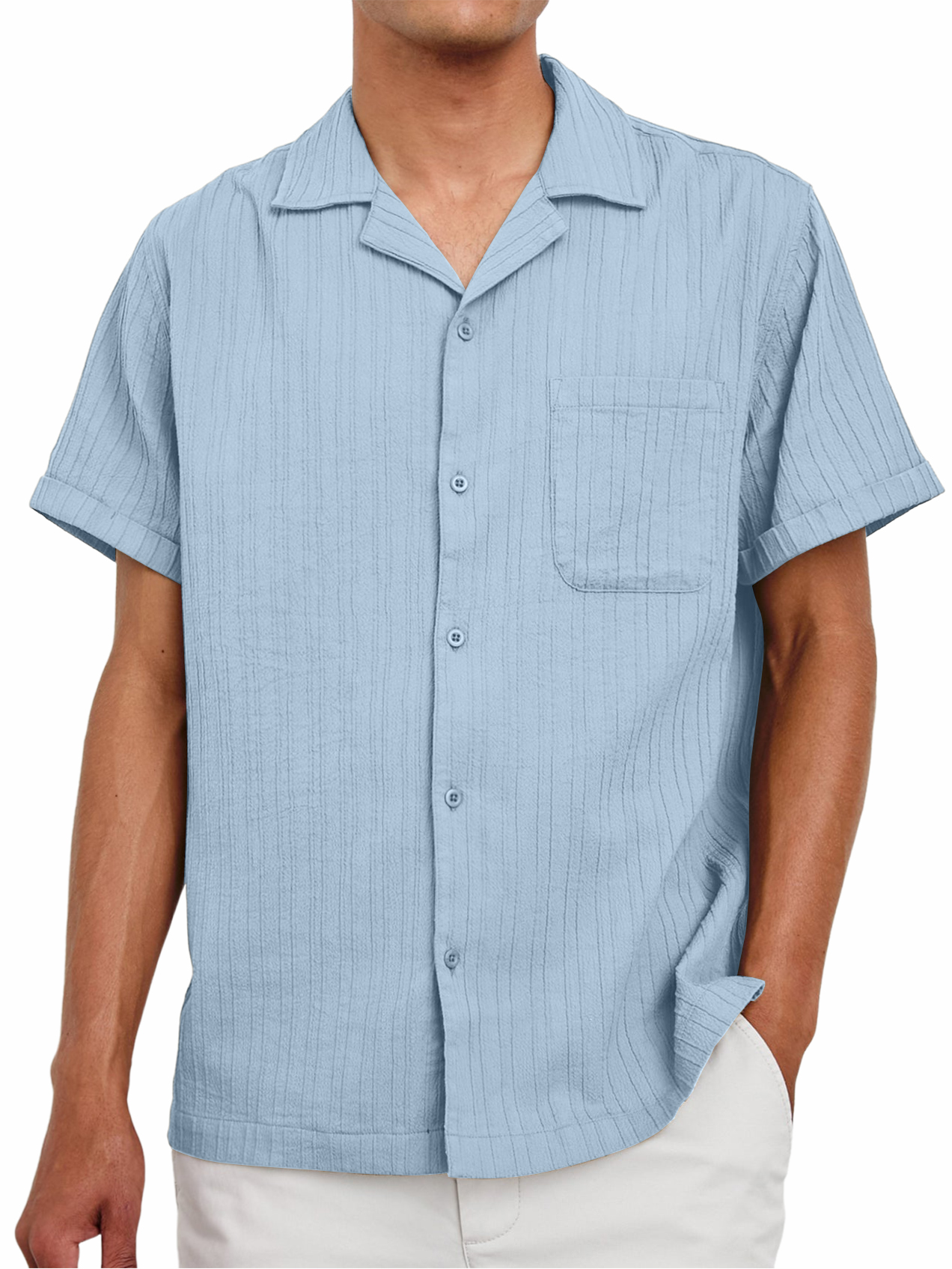 Men's Striped Texture Retro Casual Shirt