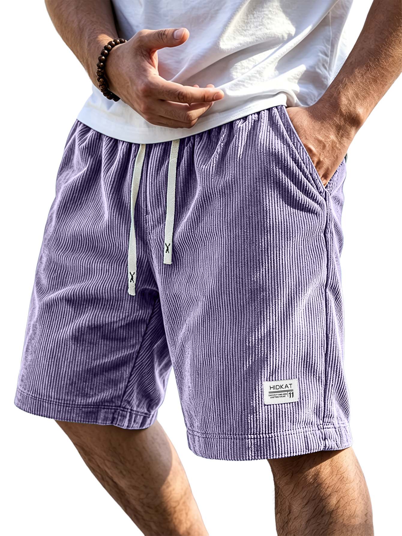 Retro Corduroy Shorts with Embroidered Logo