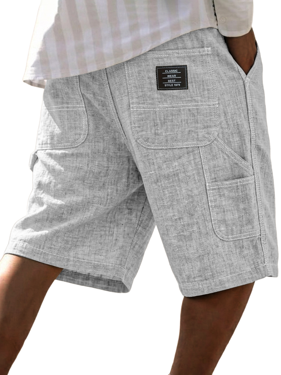 Men's Cotton-Linen Casual Multi Pocket Vintage Cargo Shorts