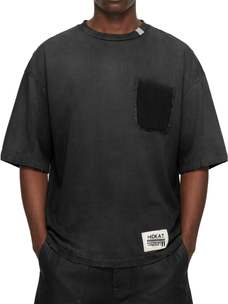 Men's Vintage Washed And Distressed Cotton Short Sleeved T-shirt