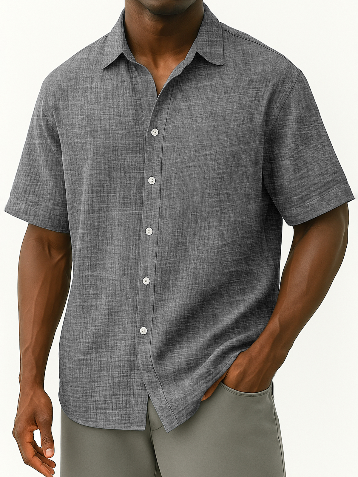 Men's Linen Breathable Loose Casual Daily Loose Button-down Short-sleeved Shirt